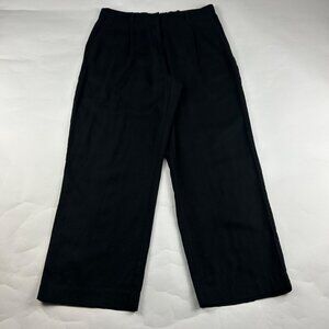 Old Navy Black Linen Blend Taylor High Rise Wide Leg Summer Trouser Pant L